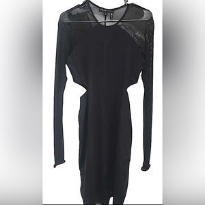 Elizabeth And James Bergdorf Goodman Cutout Black Bodycon Long sleeve Mesh Dress
